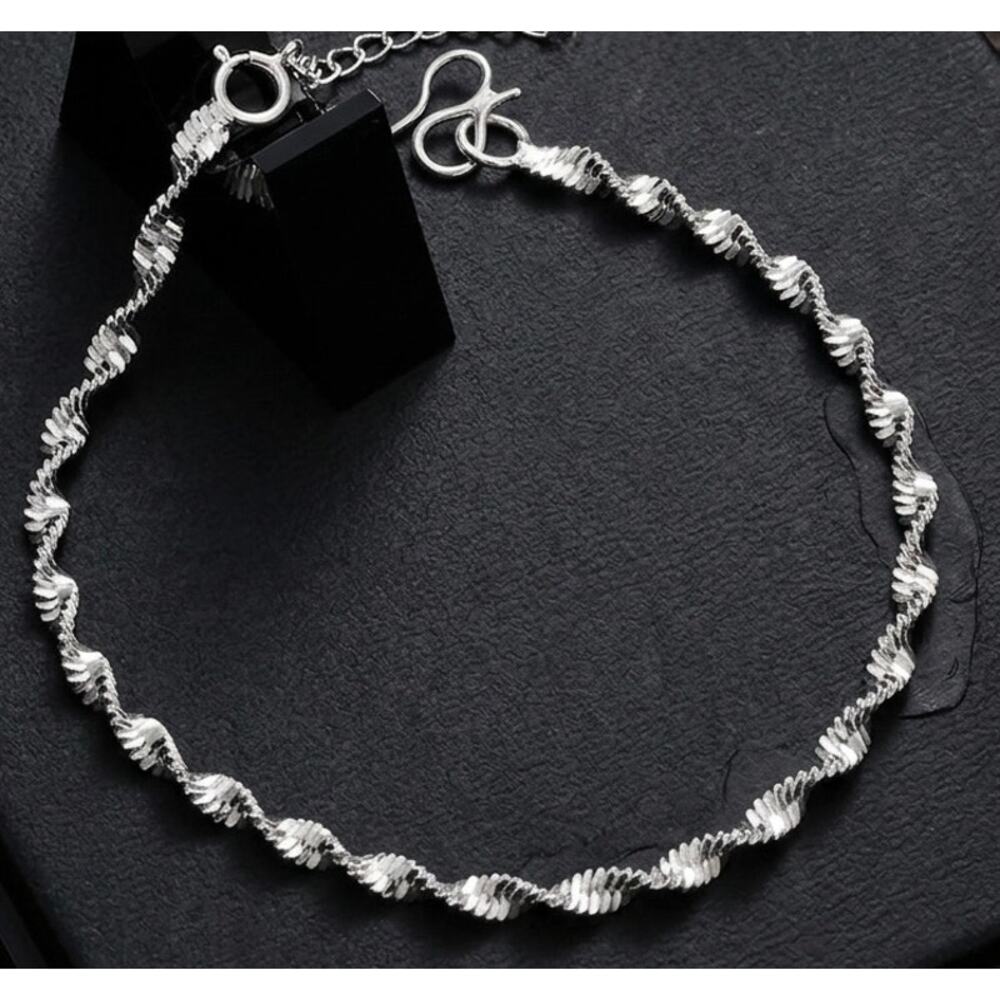 925 Stamped Silver color Twisted Chain Bracelet shimmering waiver